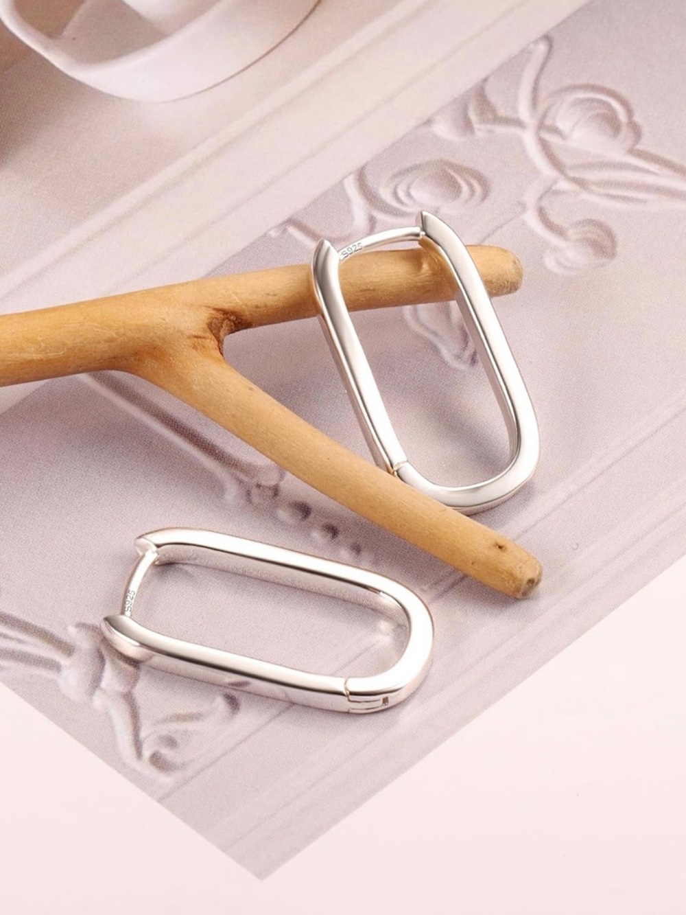 Sterling Silver Oval Hoop Earrings – Modern Minimalist Hoops